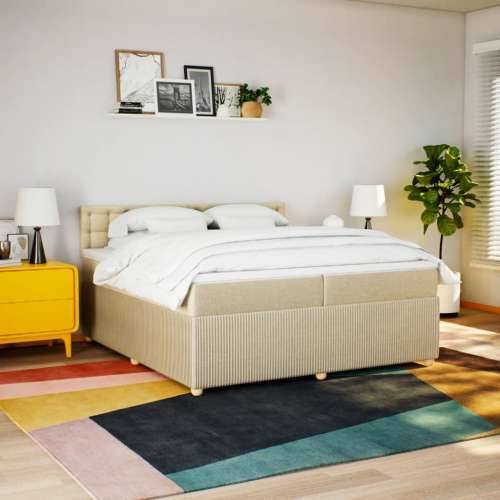 Krevet s oprugama i madracem krem 200 x 200 cm od tkanine Krema 200 x 200 cm gumbi Cijena