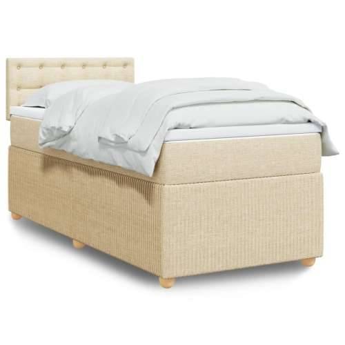 Krevet s oprugama i madracem krem 90 x 200 cm od tkanine - Krema 90 x 200 cm gumbi Cijena