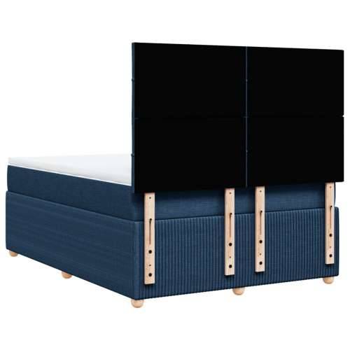 Krevet s oprugama i madracem plavi 160x200 cm od tkanine - Plava 160 x 200 cm Blok s kvadratima Cijena
