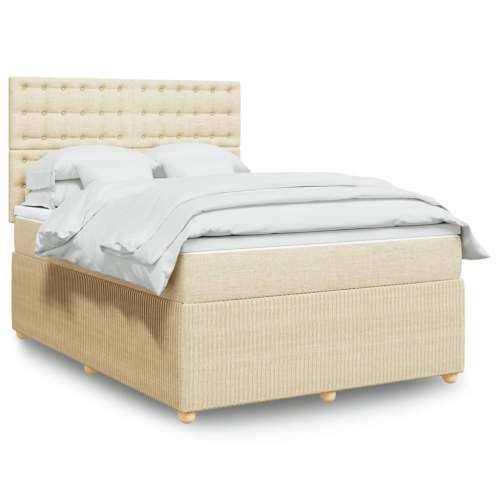 Krevet s oprugama i madracem krem 160x200 cm od tkanine - Krema 160 x 200 cm gumbi Cijena