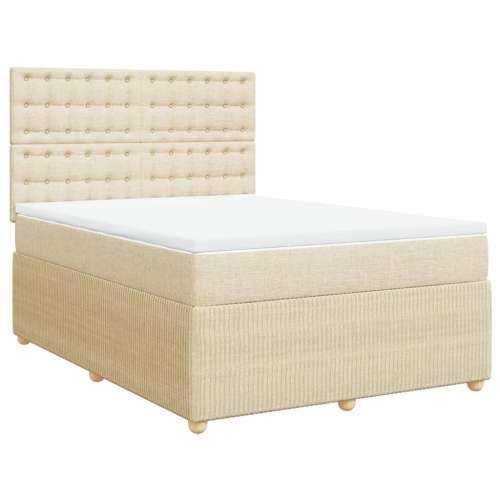 Krevet s oprugama i madracem krem 160x200 cm od tkanine - Krema 160 x 200 cm gumbi Cijena