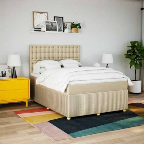 Krevet s oprugama i madracem krem 160x200 cm od tkanine - Krema 160 x 200 cm gumbi Cijena