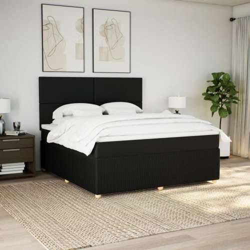 Krevet s oprugama i madracem crni 180x200 cm od tkanine - Crna 180 x 200 cm Gladak dizajn Cijena