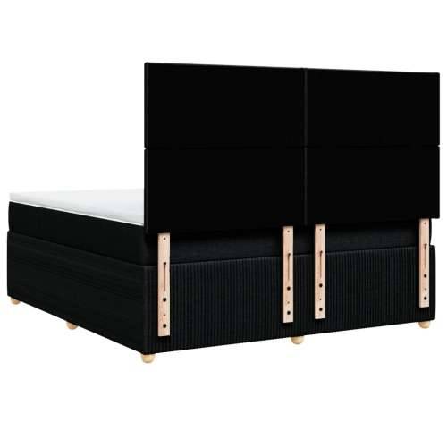 Krevet s oprugama i madracem crni 180x200 cm od tkanine - Crna 180 x 200 cm Gladak dizajn Cijena