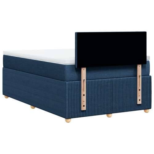 Krevet s oprugama i madracem plavi 120 x 200 cm od tkanine - Plava 120 x 200 cm Gladak dizajn Cijena