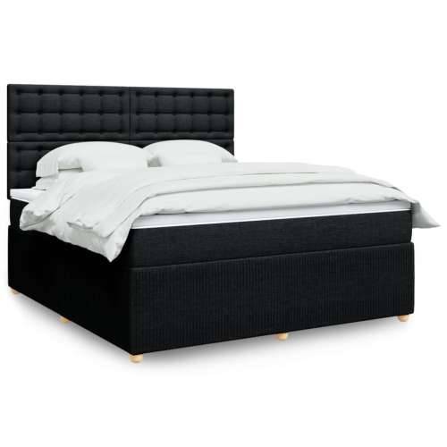 Krevet s oprugama i madracem crni 180x200 cm od tkanine - Crna 180 x 200 cm gumbi Cijena