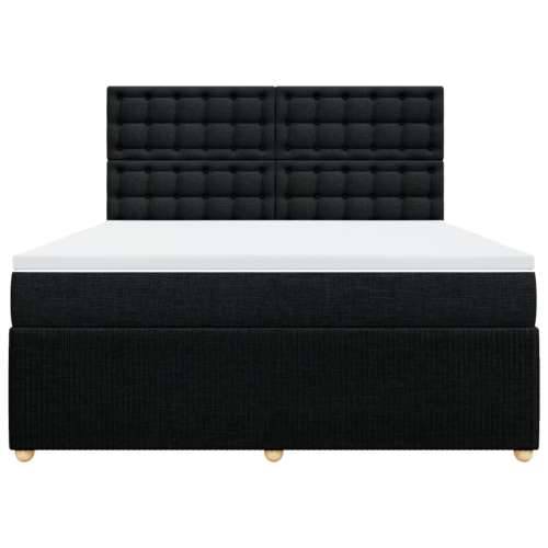 Krevet s oprugama i madracem crni 180x200 cm od tkanine - Crna 180 x 200 cm gumbi Cijena
