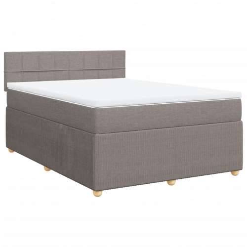 Krevet s oprugama i madracem smeđesivi 140 x 190 cm od tkanine - Sivo-smeđa 140 x 190 cm Blok s kvadratima Cijena