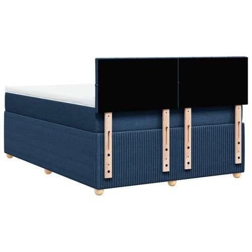 Krevet s oprugama i madracem plavi 140 x 190 cm od tkanine - Plava 140 x 190 cm Blok s kvadratima Cijena