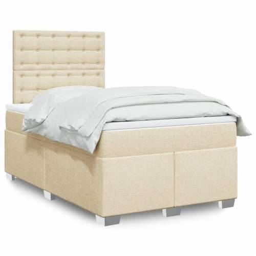 Krevet box spring s madracem krem 120 x 190 cm od tkanine - Krema 120 x 190 cm gumbi Cijena