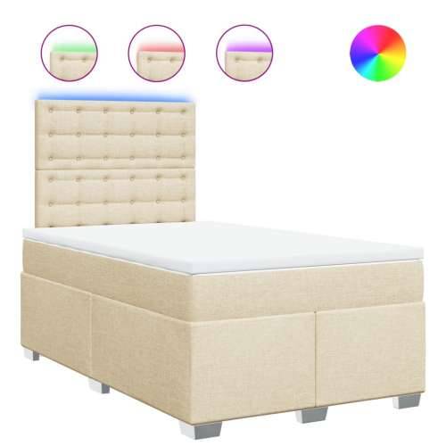 Krevet box spring s madracem krem 120 x 190 cm od tkanine - Krema 120 x 190 cm gumbi Cijena
