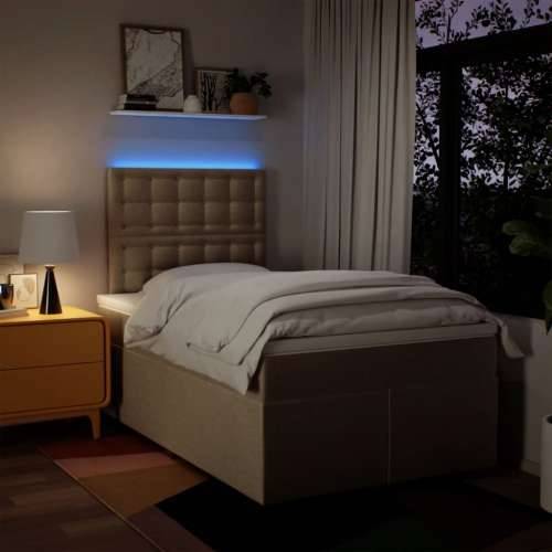 Krevet box spring s madracem krem 120 x 190 cm od tkanine - Krema 120 x 190 cm gumbi Cijena