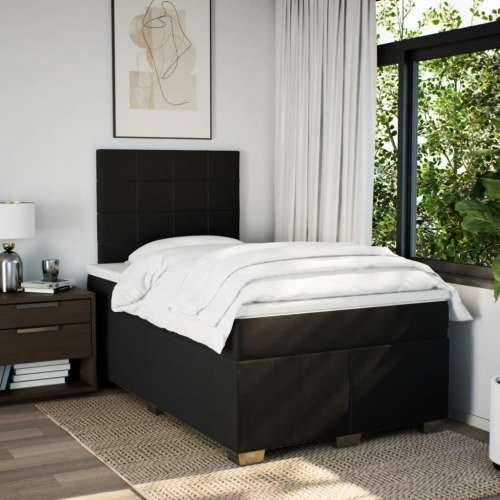 Krevet box spring s madracem crni 120 x 190 cm od tkanine - Crna 120 x 190 cm Blok s kvadratima Cijena