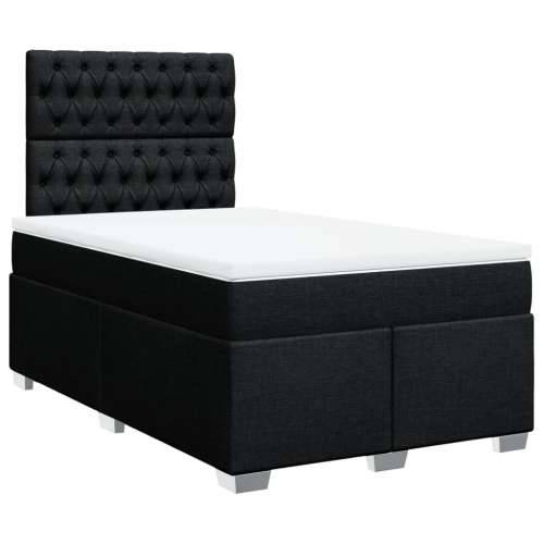 Krevet box spring s madracem crni 120 x 190 cm od tkanine - Crna 120 x 190 cm Dizajn s gumbima Cijena