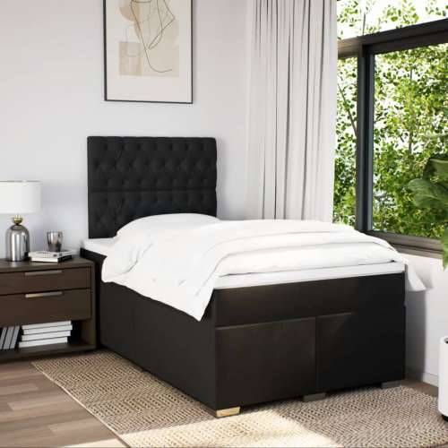 Krevet box spring s madracem crni 120 x 190 cm od tkanine - Crna 120 x 190 cm Dizajn s gumbima Cijena