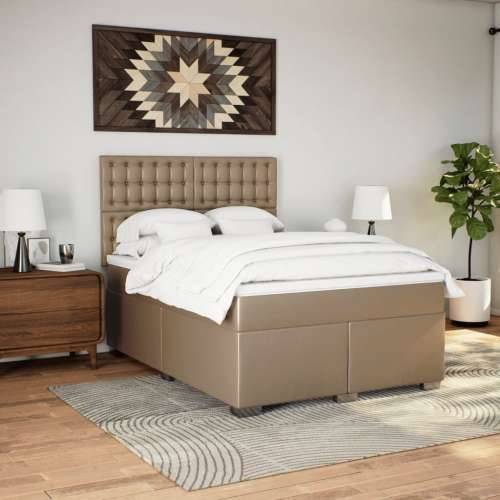 Krevet s oprugama i madrac cappuccino 140x200cm od umjetne kože - Boja cappuccina 140 x 200 cm gumbi Cijena