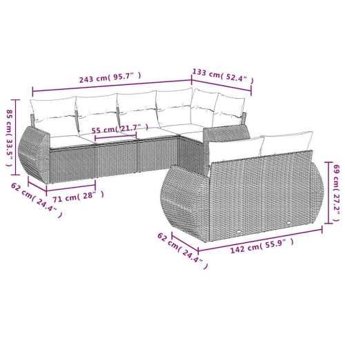 Vrtna garnitura - 7-dijelni set vrtnih sofa svjetlosivi od poliratana - Svjetlosiva 1 Cijena