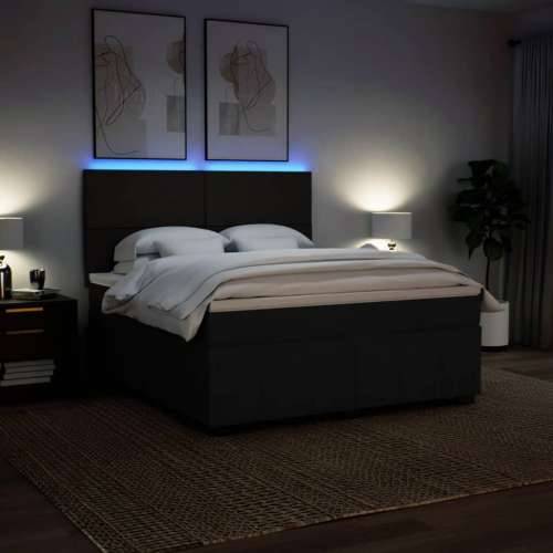 Krevet s oprugama i madracem crni 180x200 cm od tkanine - Crna 180 x 200 cm Gladak dizajn Cijena