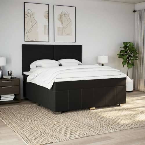Krevet s oprugama i madracem crni 180x200 cm od tkanine - Crna 180 x 200 cm Gladak dizajn Cijena