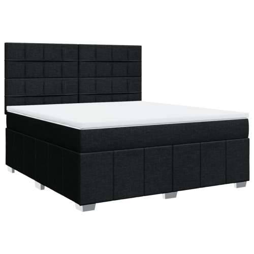 Krevet s oprugama i madracem crni 180x200 cm od tkanine - Crna 180 x 200 cm Blok s kvadratima Cijena