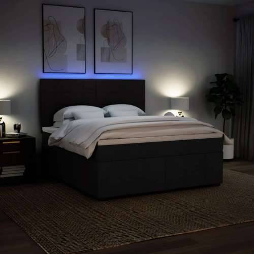 Krevet s oprugama i madracem crni 180x200 cm od tkanine - Crna 180 x 200 cm Blok s kvadratima Cijena