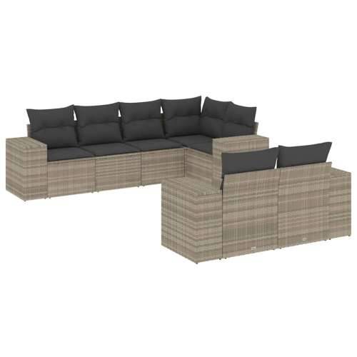 Vrtna garnitura - 7-dijelni set vrtnih sofa svjetlosivi od poliratana - Svjetlosiva 1 Cijena