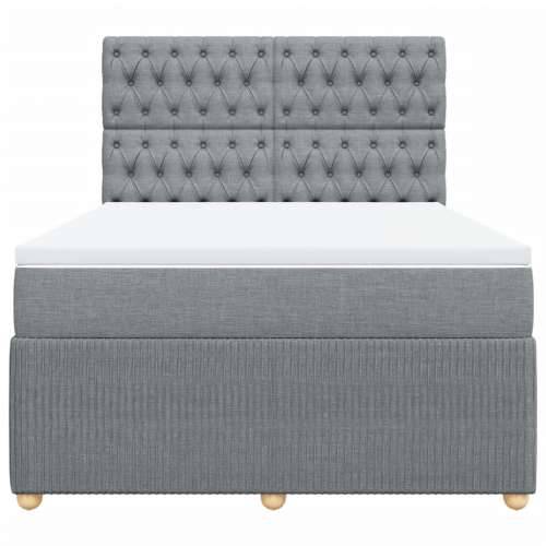 Krevet box spring s madracem svjetlosivi 140x200 cm od tkanine - Svjetlosiva 140 x 200 cm Dizajn s gumbima Cijena