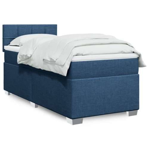 Krevet s oprugama i madracem plavi 80x200 cm od tkanine - Plava 80 x 200 cm Blok s kvadratima Cijena