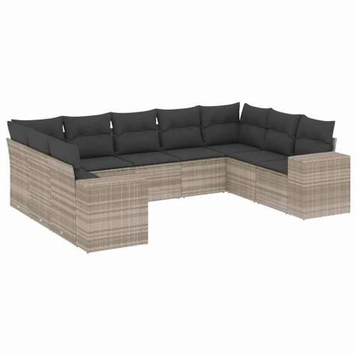 Vrtna garnitura - 9-dijelni set vrtnih sofa od poliratana s jastucima svjetlosivi - Svjetlosiva Sa stolom 1 Cijena