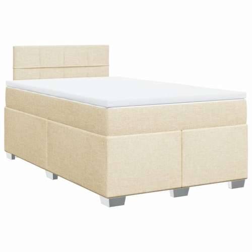 Krevet box spring s madracem krem 120 x 190 cm od tkanine - Krema 120 x 190 cm Blok s kvadratima Cijena