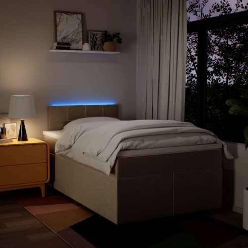 Krevet box spring s madracem krem 120 x 190 cm od tkanine - Krema 120 x 190 cm Blok s kvadratima Cijena