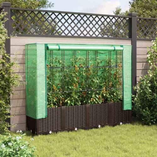 Povišena gredica s pokrovom za staklenik 160 x 40 x 138 cm - Smeđa 160 x 40 x 138 cm 1 Cijena