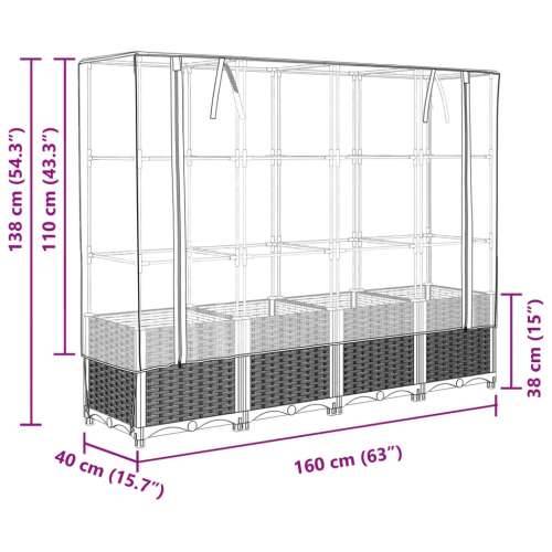 Povišena gredica s pokrovom za staklenik 160 x 40 x 138 cm - Smeđa 160 x 40 x 138 cm 1 Cijena