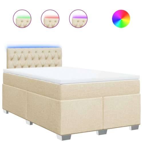 Krevet box spring s madracem krem 120 x 190 cm od tkanine - Krema 120 x 190 cm Dizajn s gumbima Cijena
