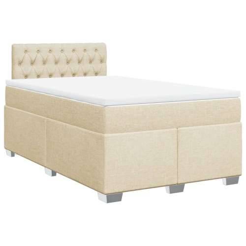 Krevet box spring s madracem krem 120 x 190 cm od tkanine - Krema 120 x 190 cm Dizajn s gumbima Cijena