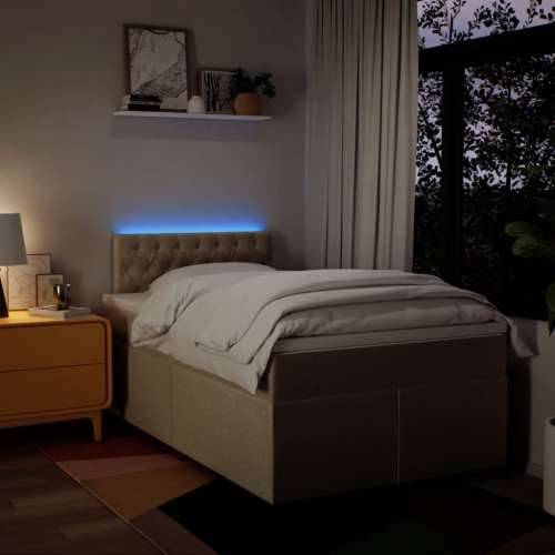 Krevet box spring s madracem krem 120 x 190 cm od tkanine - Krema 120 x 190 cm Dizajn s gumbima Cijena