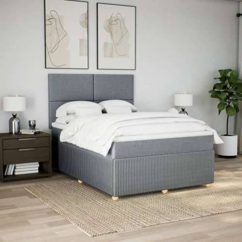 Krevet box spring s madracem svjetlosiva 160x200 cm tkanina - Svjetlosiva 160 x 200 cm Gladak dizajn Cijena
