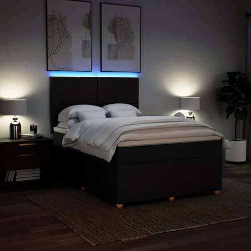 Krevet s oprugama i madracem crni 160x200 cm od tkanine - Crna 160 x 200 cm Gladak dizajn Cijena
