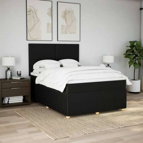 Krevet s oprugama i madracem crni 160x200 cm od tkanine - Crna 160 x 200 cm Gladak dizajn Cijena