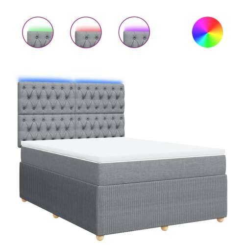 Krevet box spring s madracem svjetlosiva 160x200 cm tkanina - Svjetlosiva 160 x 200 cm Dizajn s gumbima Cijena