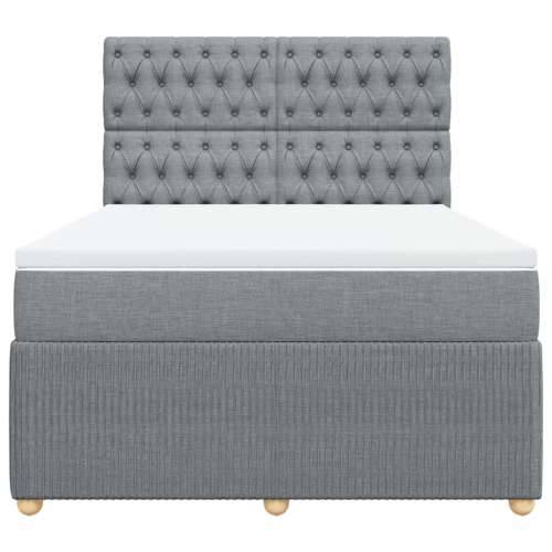 Krevet box spring s madracem svjetlosiva 160x200 cm tkanina - Svjetlosiva 160 x 200 cm Dizajn s gumbima Cijena