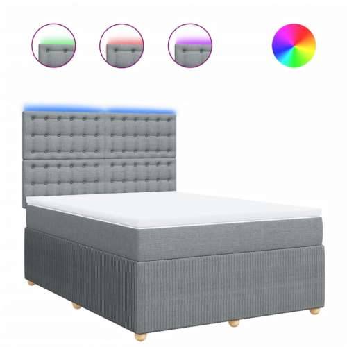 Krevet box spring s madracem svjetlosiva 160x200 cm tkanina - Svjetlosiva 160 x 200 cm gumbi Cijena