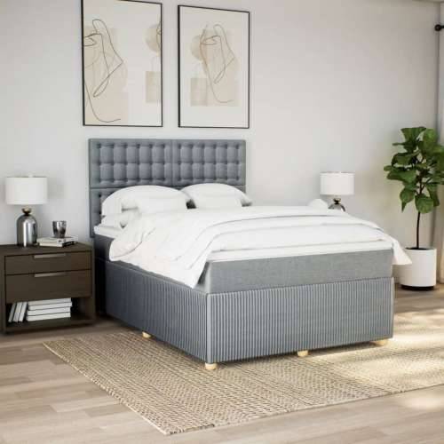 Krevet box spring s madracem svjetlosiva 160x200 cm tkanina - Svjetlosiva 160 x 200 cm gumbi Cijena