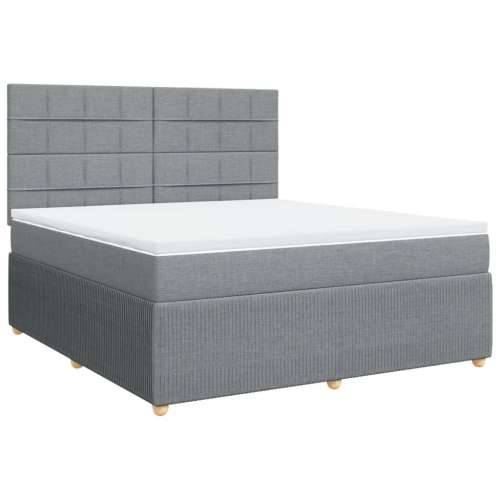 Krevet s oprugama i madracem svjetlosivi 180x200 cm od tkanine - Svjetlosiva 180 x 200 cm Blok s kvadratima Cijena