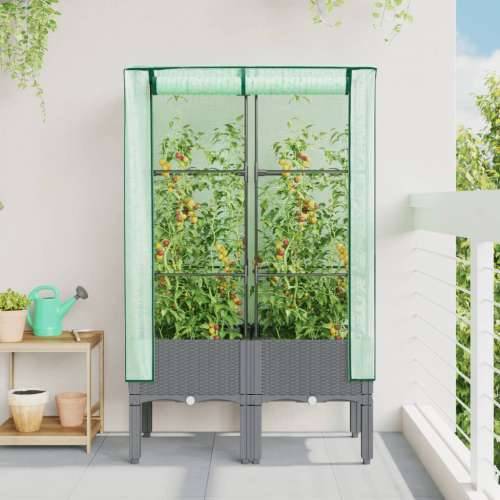 Povišena gredica s pokrovom za staklenik 80 x 40 x 140 cm - Svjetlosiva 80 x 40 x 140 cm 1 Cijena