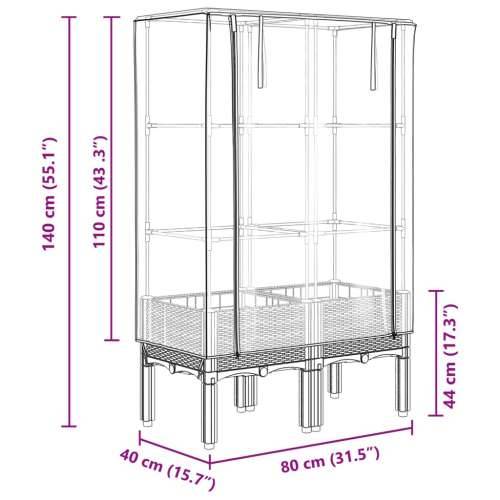 Povišena gredica s pokrovom za staklenik 80 x 40 x 140 cm - Svjetlosiva 80 x 40 x 140 cm 1 Cijena