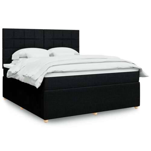 Krevet s oprugama i madracem crni 180x200 cm od tkanine - Crna 180 x 200 cm Blok s kvadratima Cijena