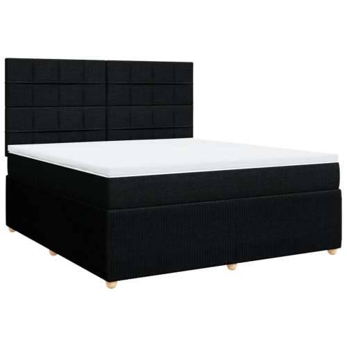 Krevet s oprugama i madracem crni 180x200 cm od tkanine - Crna 180 x 200 cm Blok s kvadratima Cijena