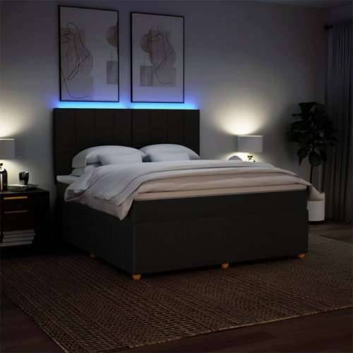 Krevet s oprugama i madracem crni 180x200 cm od tkanine - Crna 180 x 200 cm Blok s kvadratima Cijena