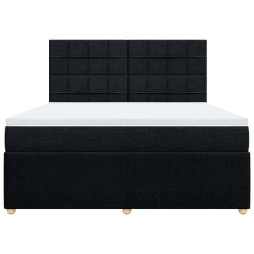 Krevet s oprugama i madracem crni 180x200 cm od tkanine - Crna 180 x 200 cm Blok s kvadratima Cijena